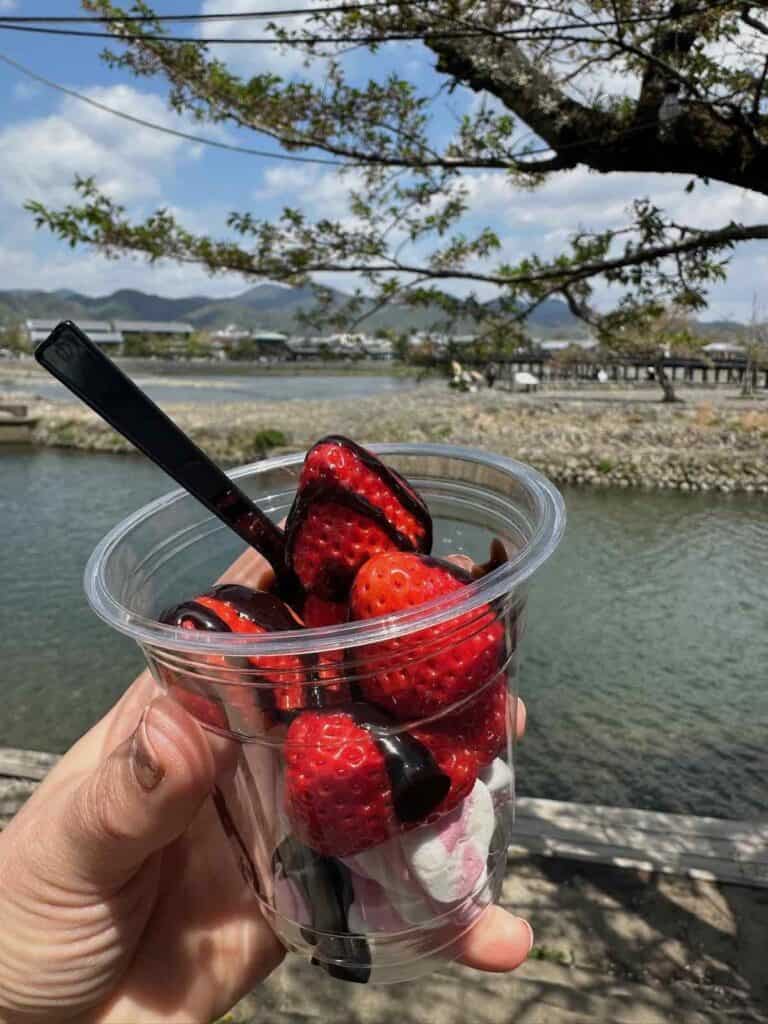 Strawberries drizzled with chocolate